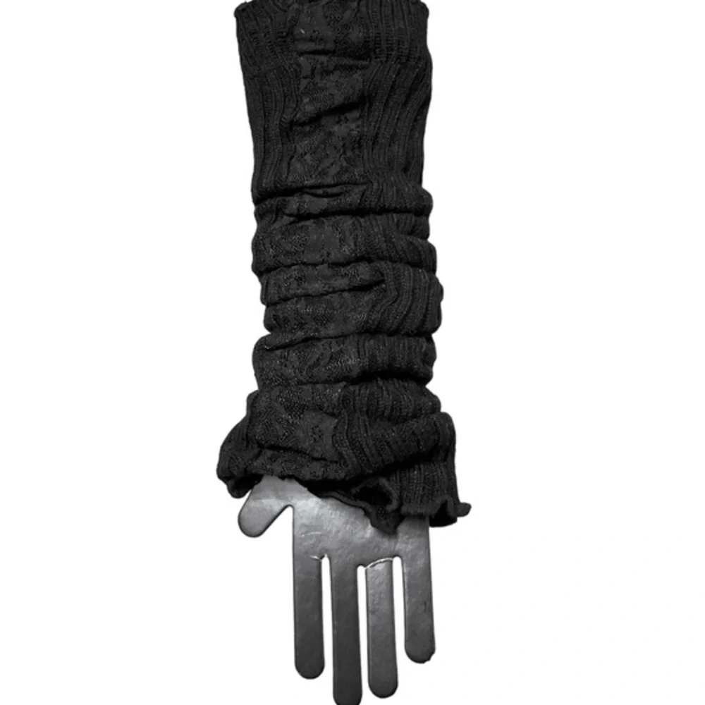 Black fingerless gloves knit & lace nwt